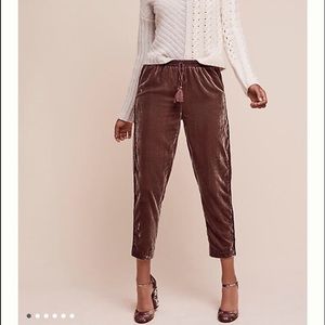 Anthropologie Elevenses Velvet Joggers